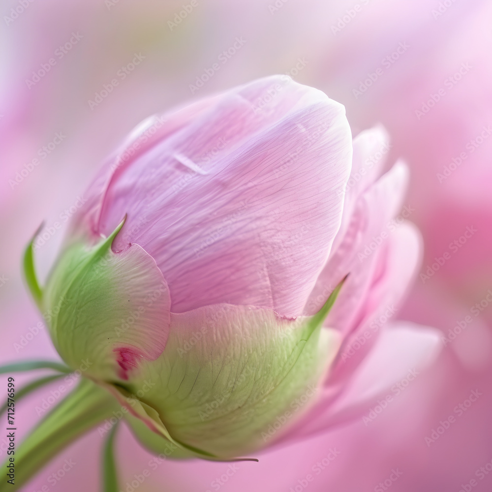 Close up macro view of pink peony flower bud. Close up macro view of pink peony flower bud.