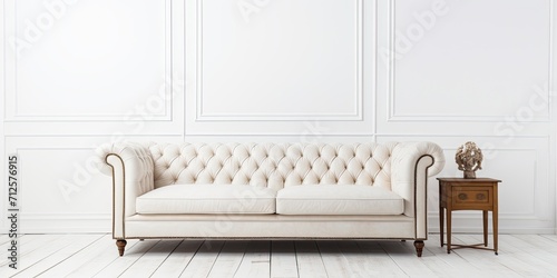 White room with vintage-style leather sofa © Sona