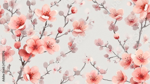  a watercolor painting of pink flowers on a light blue background with a light gray back ground and a light gray back ground.