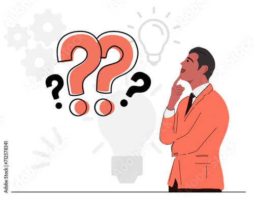 Young man asking question vector illustration 