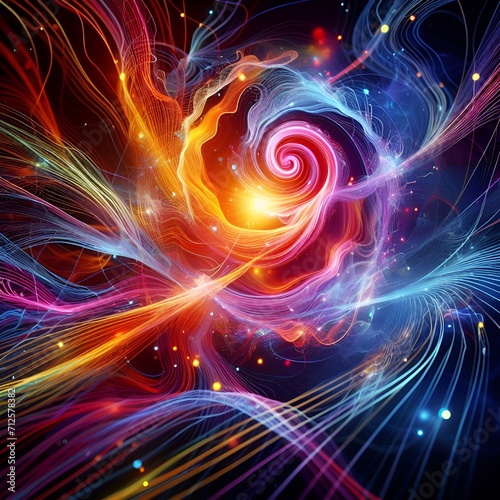 Colorful Electric Swirl. Swirling vortex of vibrant colors, mimicking the appearance of a colorful galaxy