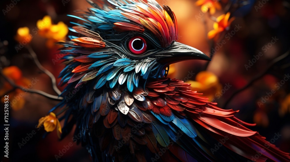 Colorful background fantasy crystal bird Ai generated art