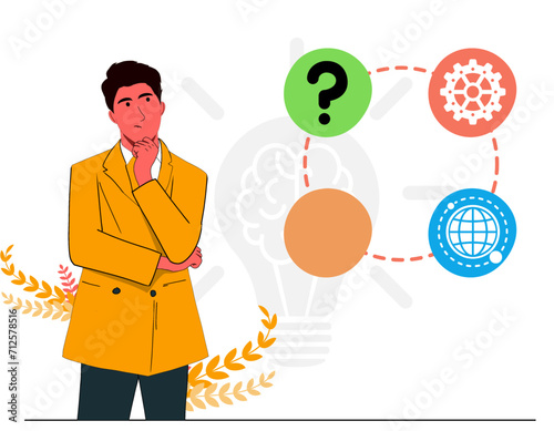 Curiosity young man vector illustration 