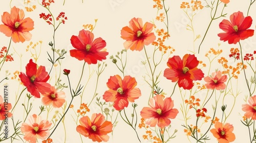  a picture of a bunch of flowers on a white background with red and orange flowers in the middle of the picture. © Shanti