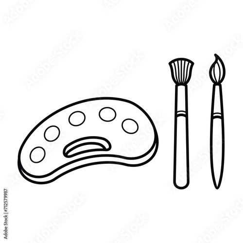 Cute line art outline cartoon school stationery and supplies vector design art for students and education