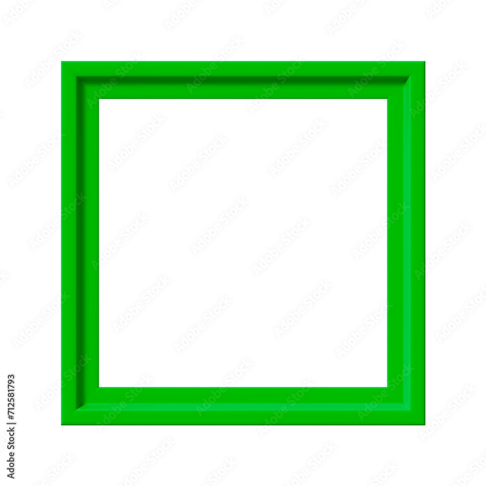 Green square picture frame. Minimalistic detailed photo realistic frame. Png clipart isolated on transparent background Green square picture frame. Minimalistic detailed photo realistic frame. Png clipart isolated on transparent background