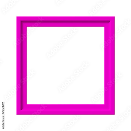 Pink square picture frame. Minimalistic detailed photo realistic frame. Png clipart isolated on transparent background