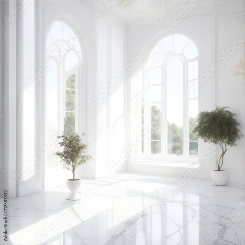 White Marble Luxury Interior Room with Sunny Window © Reazy Studio
