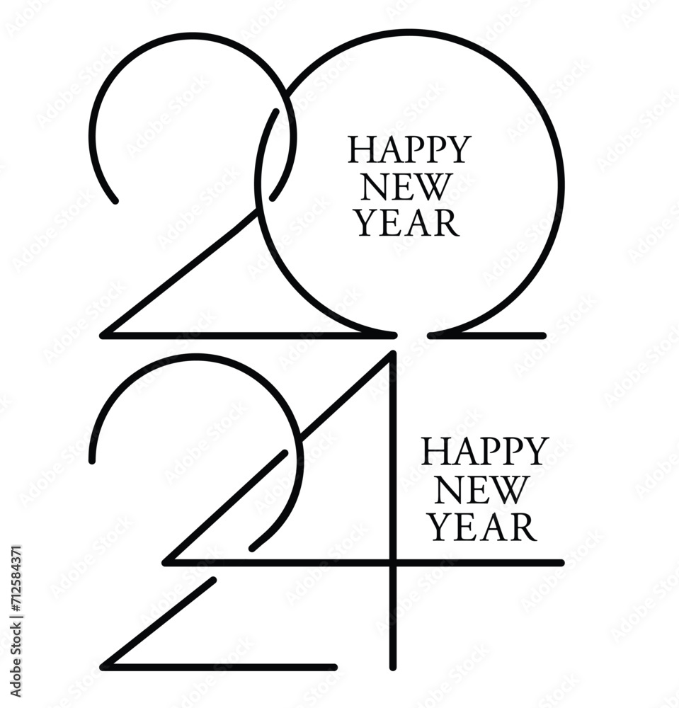 Happy New Year 2024 New Year Thematic Design Concept 2024 Typography