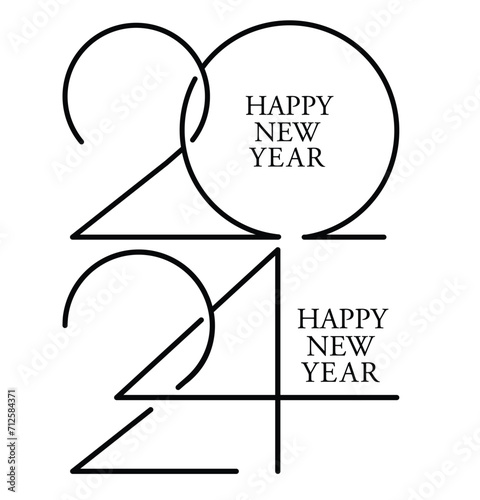 Happy new year 2024. New year thematic design concept. 2024 Typography. Greeting concept for 2024 new year celebration.