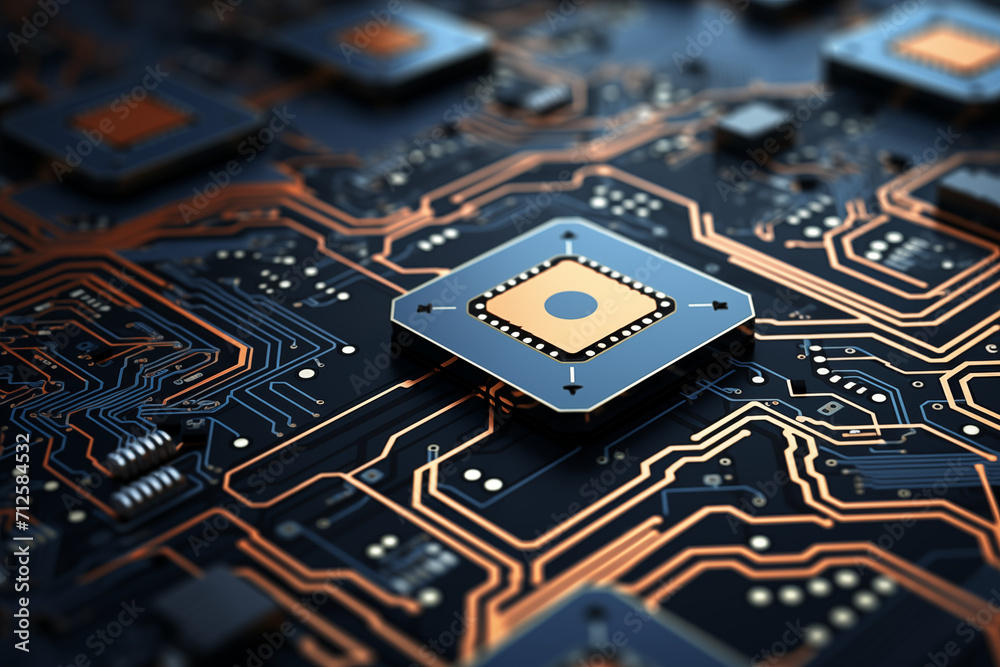 Computerplatine eines High-Tech Computers, Hohe Rechenleistung durch künstliche Intelligenz, GPU
