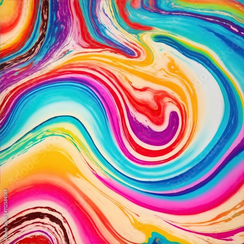 Abstract colorful marbled acrylic paint ink painted waves painting texture background