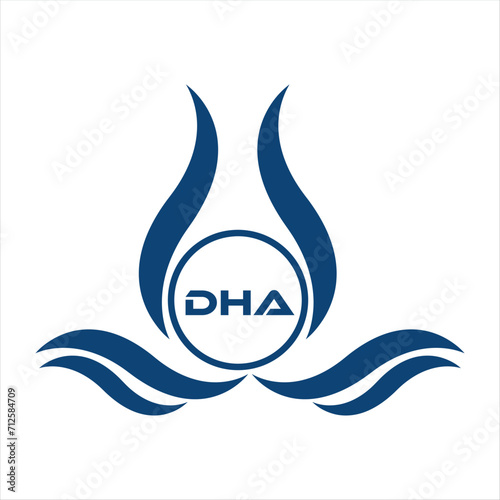 DHA letter water drop icon design with white background in illustrator, DHA Monogram logo design for entrepreneur and business.
