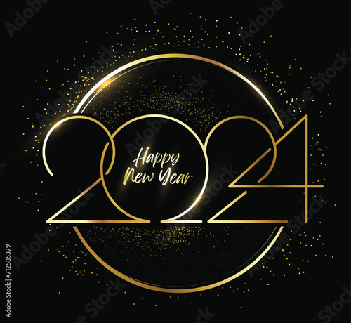 Happy new year 2024. New year thematic design concept. 2024 Typography. Greeting concept for 2024 new year celebration.