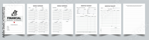 Financial budget planner with cover page layout template