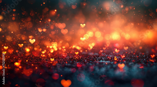 Abstract shiny heart bokeh background. Concept using for Valentine's day. Generative AI