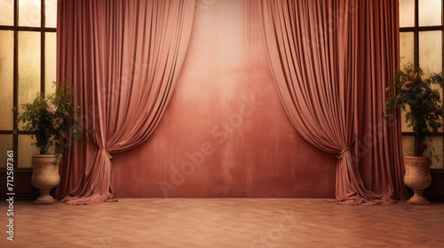 Minimalist elegance: a blank canvas of curtain fabric, offering a sophisticated photo background for versatile design possibilities