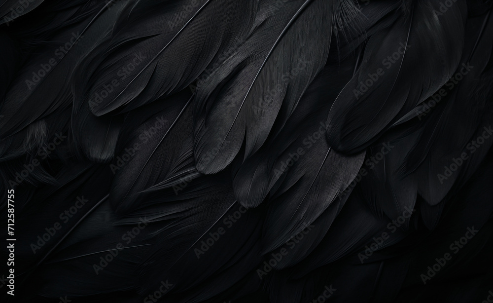 Detailed black feathers texture background Detailed black feathers texture background