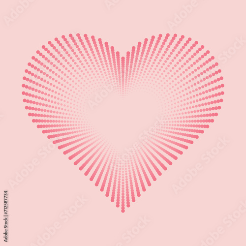 Pink heart dotted vector clipart - love romantic exploding heart shape halftone dots burst illustration