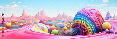The surreal background of sweet candies is unusual and colorful. photo