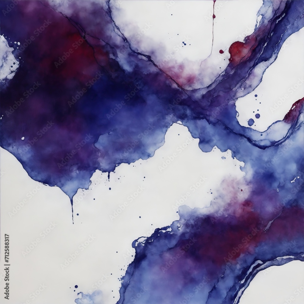 Obraz premium Dark maroon and blue abstract alcohol ink painting background