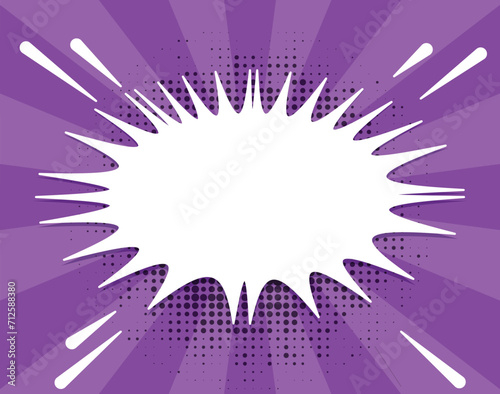 comic speech bubble background blank template. vector illustration in pop art style on purple background.