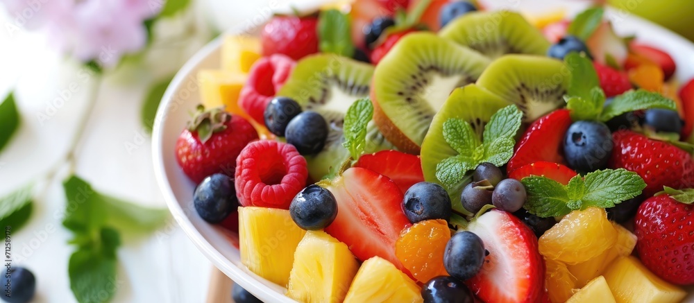 Delicious fruit salad in spring. Delicious fruit salad in spring.