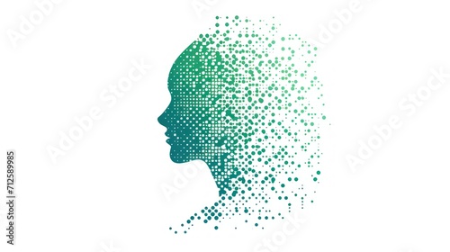  a silhouette of a woman's head with dots in the shape of a woman's head on a white background. © Shanti