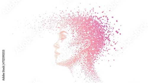  a picture of a woman's face with a lot of dots in the shape of a woman's head.