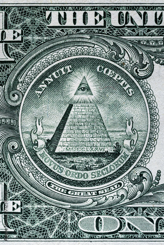 Vintage elements of paper banknotes.Bonistics.Fragment of 1 US dollar banknote for design purpose. United States of America