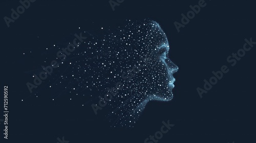  a woman's face is shown with a lot of dots in the shape of a woman's head.