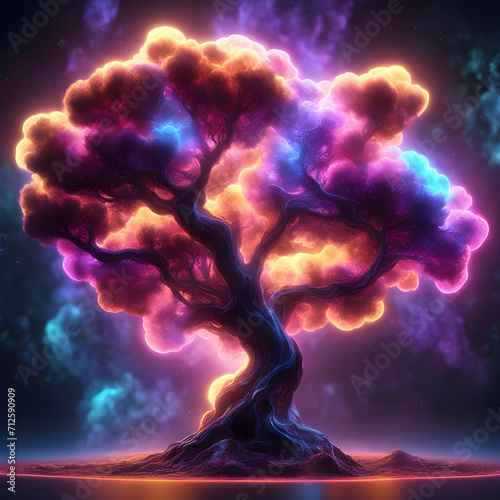 Colorized Tree in a Nebula Wallpaper or Background