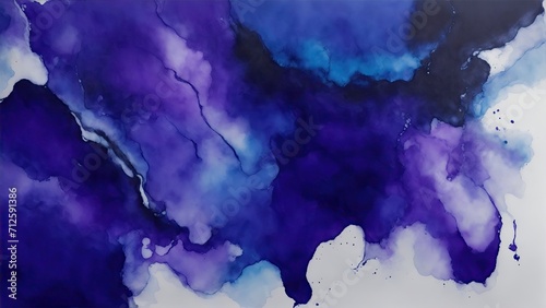 Dark purple and blue abstract alcohol ink painting background