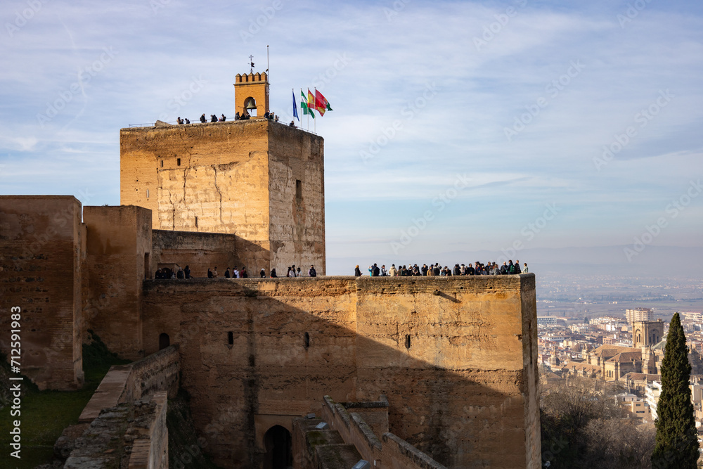 Torre de Comares. Alhambra palace and fortress complex located in Granada, monument of Islamic architecture and Spanish Renaissance architecture...