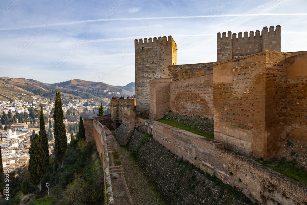 Granada, Nasrid palaces, Andalusia, SpainThe Alhambra is a palace and fortress. It is one of the most famous monuments of Islamic architecture Granada, Nasrid palaces, Andalusia, SpainThe Alhambra is a palace and fortress. It is one of the most famous monuments of Islamic architecture