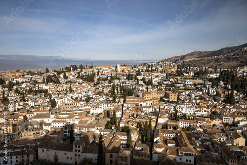 Fototapeta Naklejka Na Ścianę i Meble -  panorama of the Albayzin neighborhood seen from the Alhambra, Granada