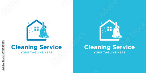 Cleaning service and maid logo design. Mop design for floor and home cleaning logo