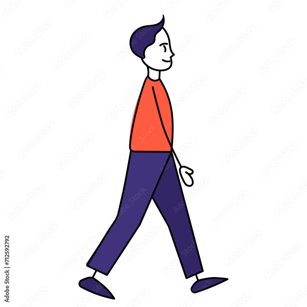 man walking, simple figurine on white background vector
