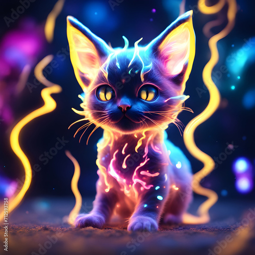 Colorized Kitten in a Nebula Wallpaper or Background