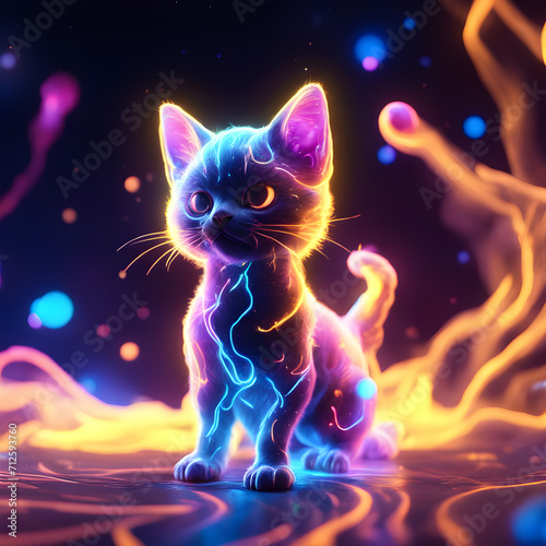 Colorized Kitten in a Nebula Wallpaper or Background
