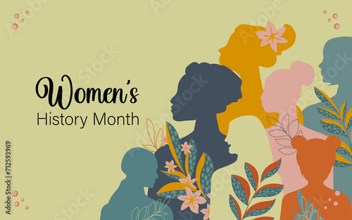 Women's History Month. Women of different ages, nationalities and religions come together. 