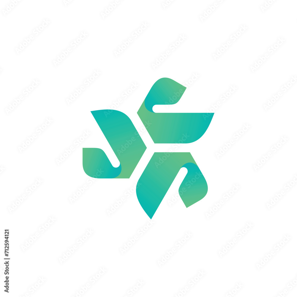 Fototapeta premium Abstract three cycle logo twisted green vector design