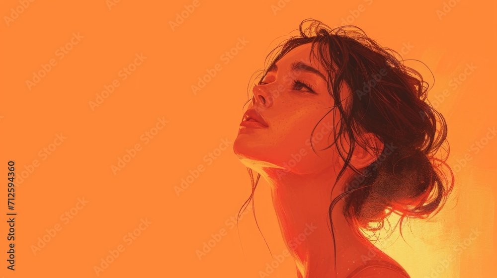 A young girl sitting and thinking. Enjoys, warm color, sunset. Copy space for text. Meditation, yoga concept. A young girl sitting and thinking. Enjoys, warm color, sunset. Copy space for text. Meditation, yoga concept.