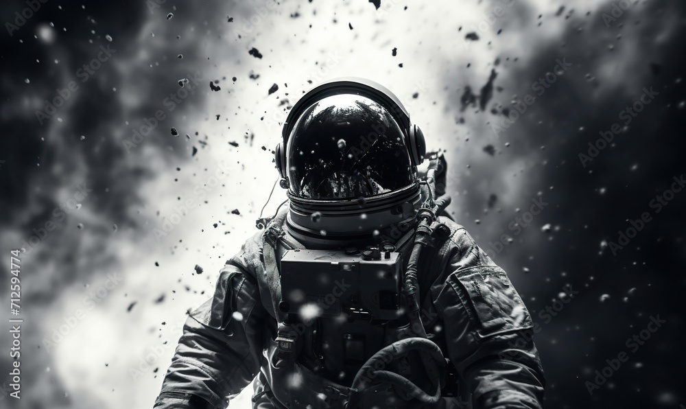 abstract illustration of astronaut floating in outer space, dreamlike cosmonaut in space suit flying on clouds of cosmos, astronomy concept abstract illustration of astronaut floating in outer space, dreamlike cosmonaut in space suit flying on clouds of cosmos, astronomy concept