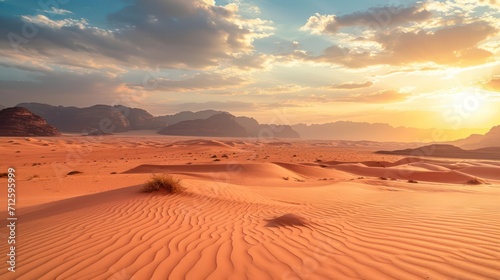 A wide expanse of desert during the daytime is featured in the background. 