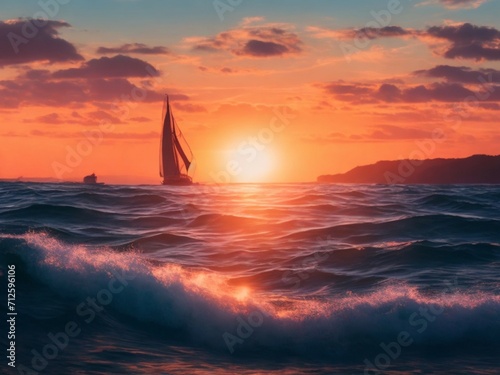 sailboat at sunset © Supardi