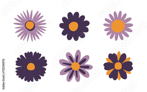 Abstract flowers vector clipart. Spring illustration.