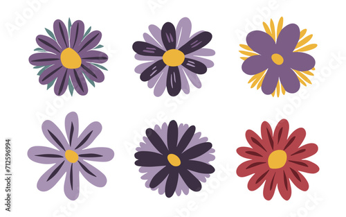 Abstract flowers vector clipart. Spring illustration.