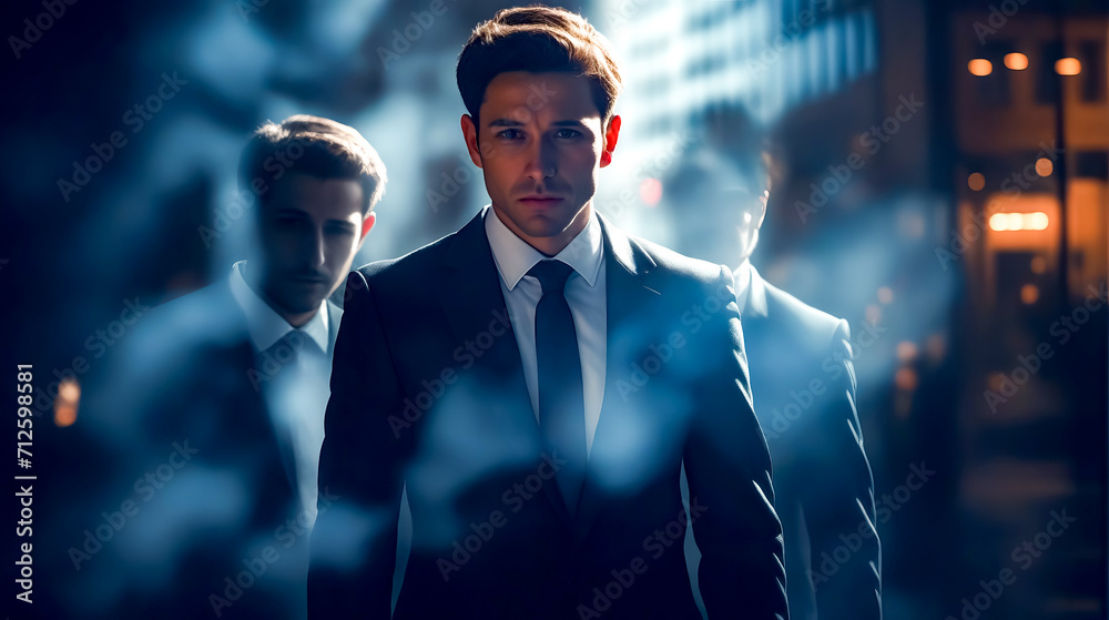 Fototapeta premium Man in suit and tie standing next to another man in suit.