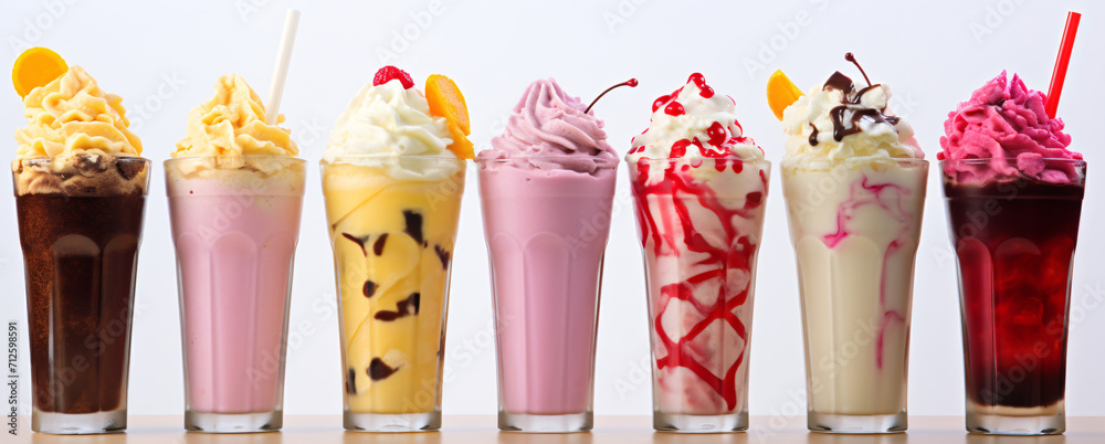 milkshakes on a white background milkshakes on a white background